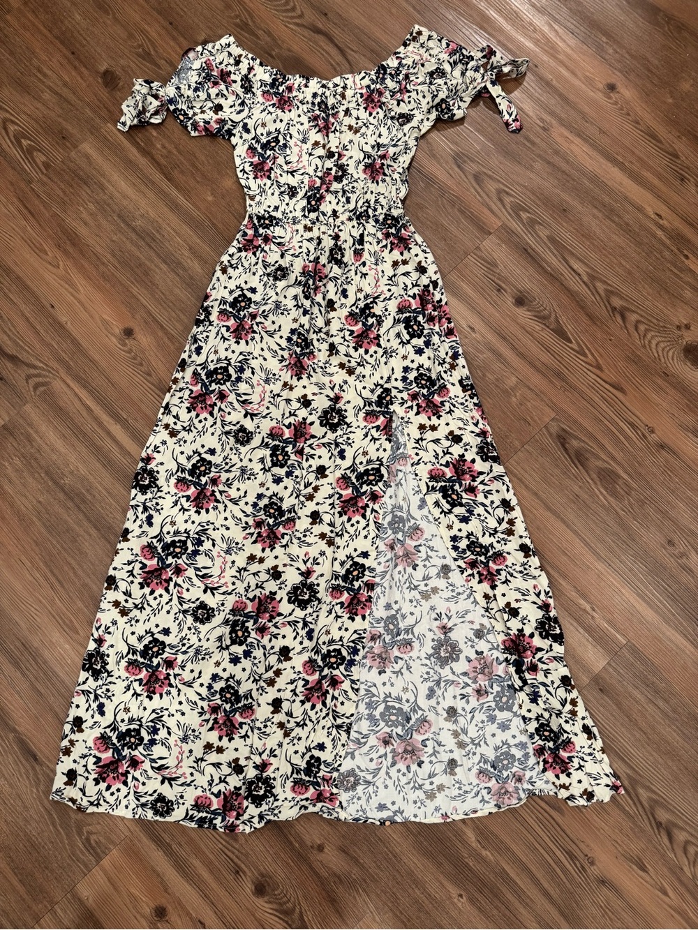 Floral Maxi Dress Cream Size S